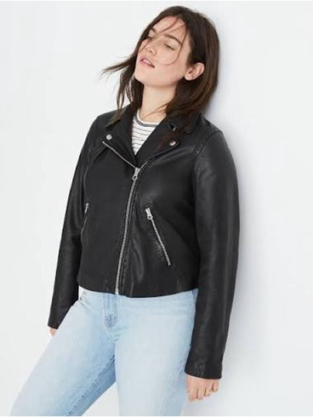 NWT Madewell Washed Leather Motorcycle Jacket moto M Style E0488 - Picture 4 of 10